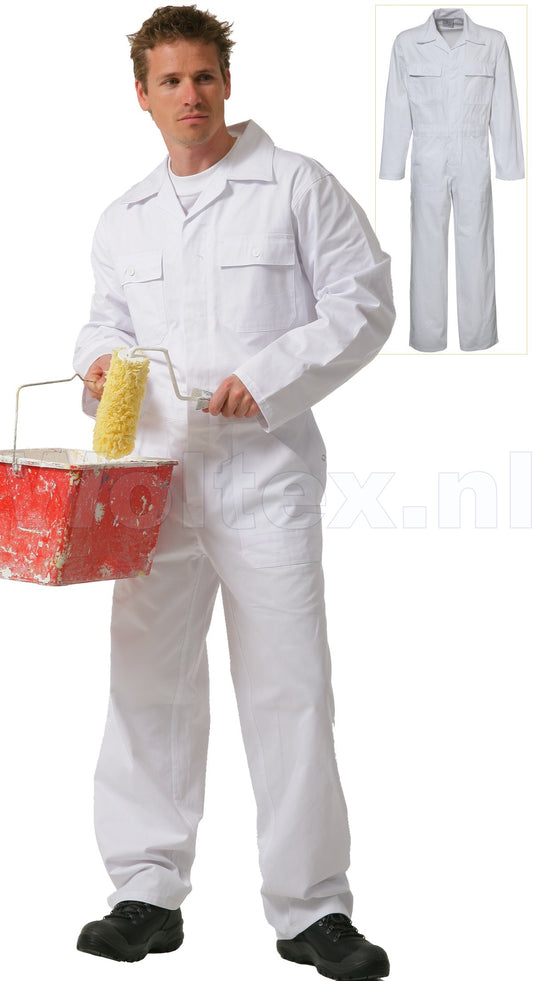 Economy Wear Overalls 3BO-M010001 Knopen- verstelbare taille Katoen wit
