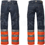 Brams Paris Broeken Finn HiVis donker denim blauw-oranje
