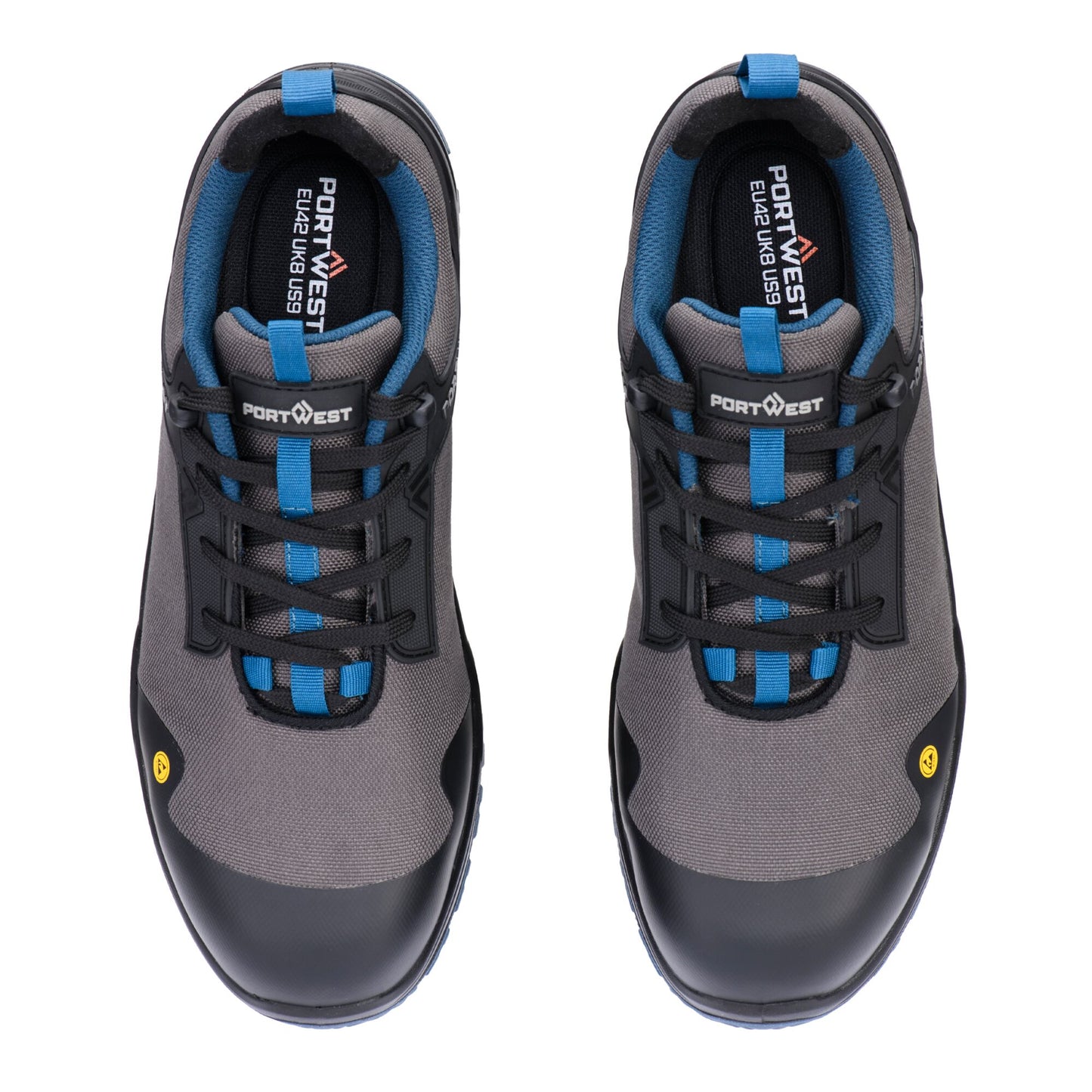 Portwest veiligheidsschoenen FE11 Zwart Grijs Blauw bovenzijde