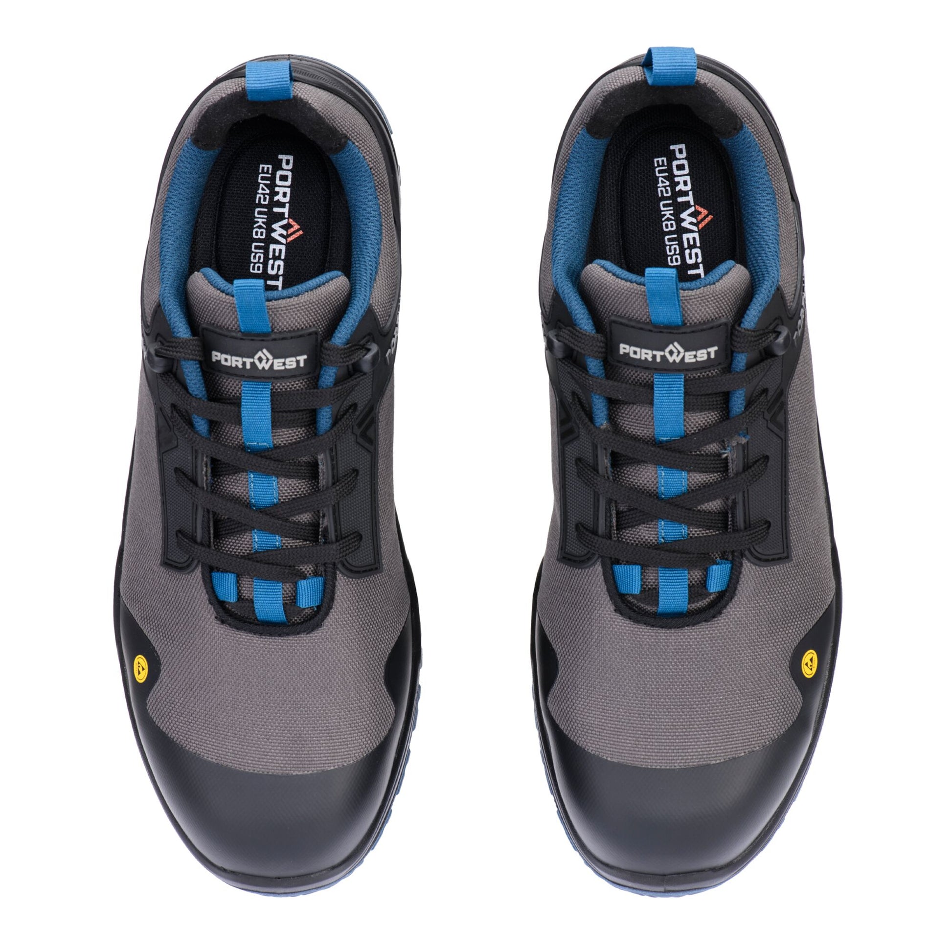 Portwest veiligheidsschoenen FE11 Zwart Grijs Blauw bovenzijde